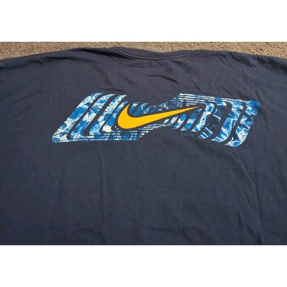 Vintage Y2k Men's Nike Swim Distressed Blue Short Sleeve T-Shirt Men's 2XL - Picture 5 of 7